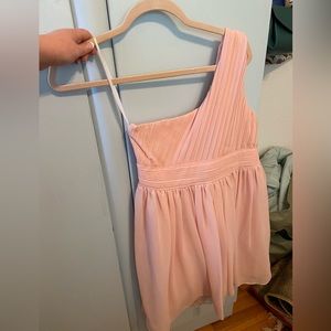One-Shoulder Nude Pink Mini Dress
